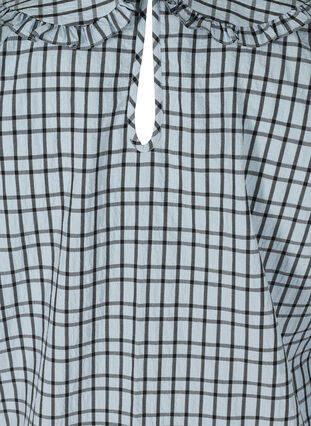 Karierte Bluse mit 3/4-Ärmeln und Rüschenkragen, Light Blue Check , Packshot image number 3