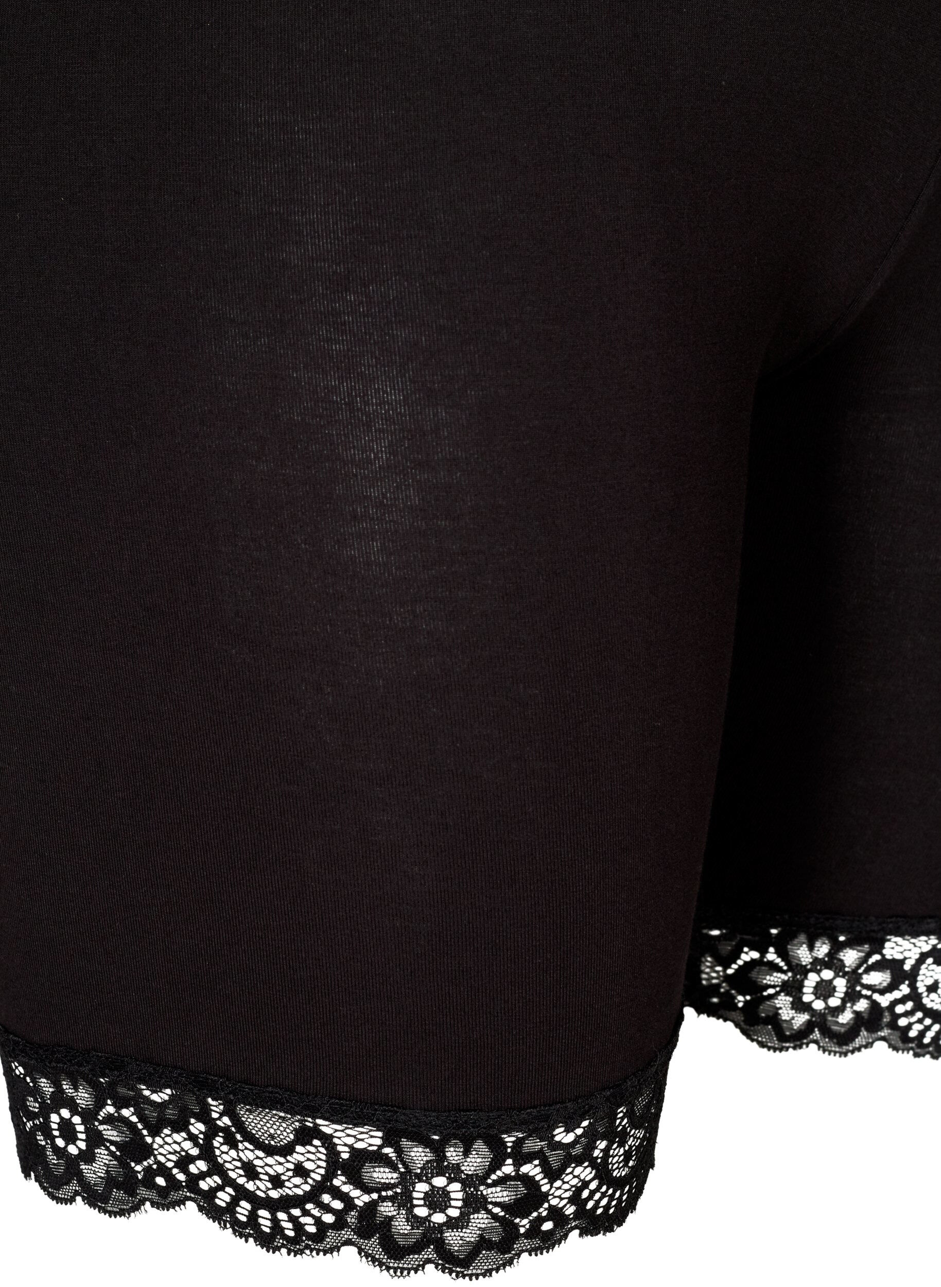ZizziFahrradshorts mit Spitzensaum, Schwarz, Packshot image number 2