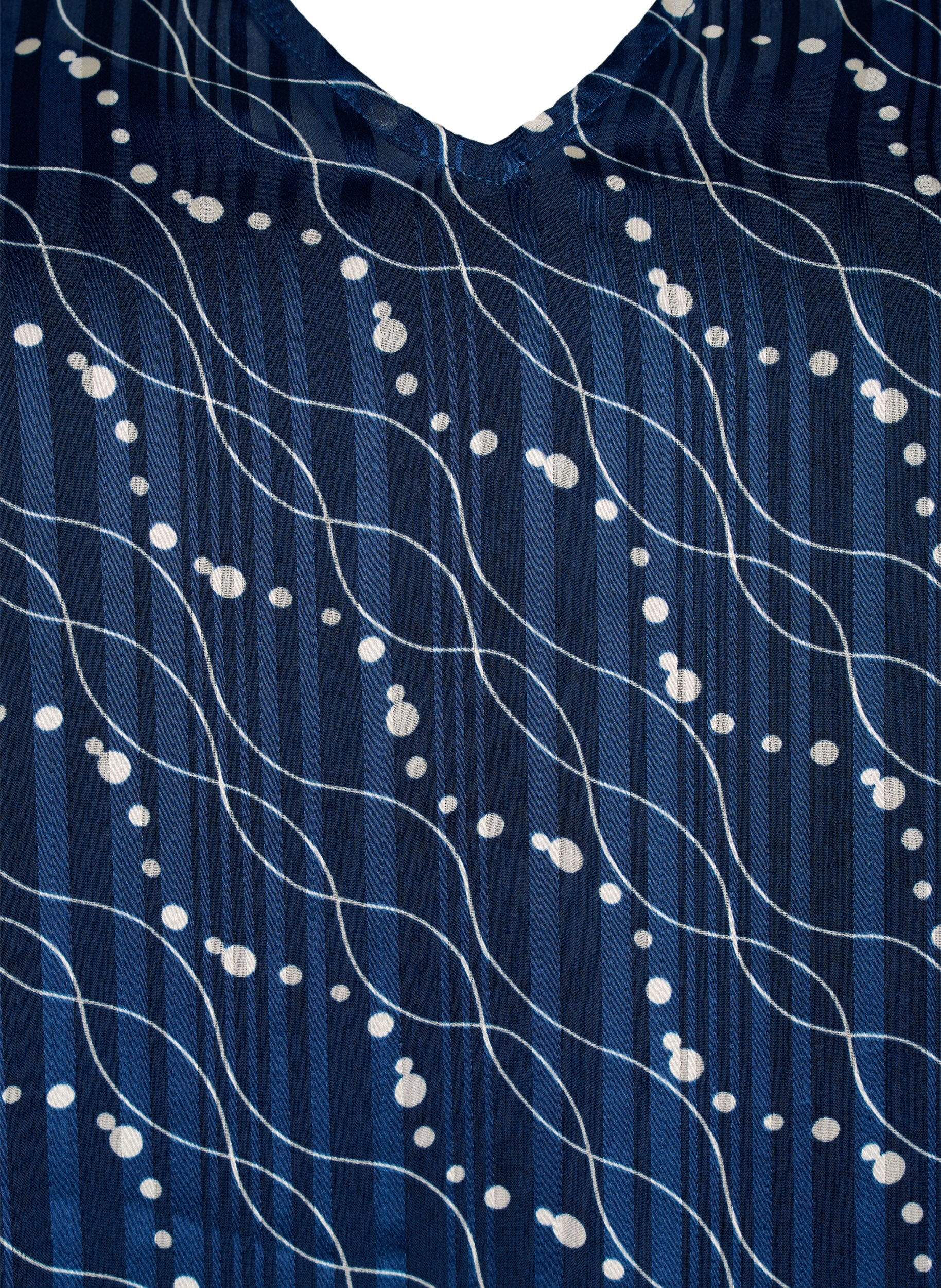 Zizzi Bedrucktes Kleid mit V-Ausschnitt und 3/4-&Auml;rmeln, Dress Bl. Swirl AOP, Packshot image number 2