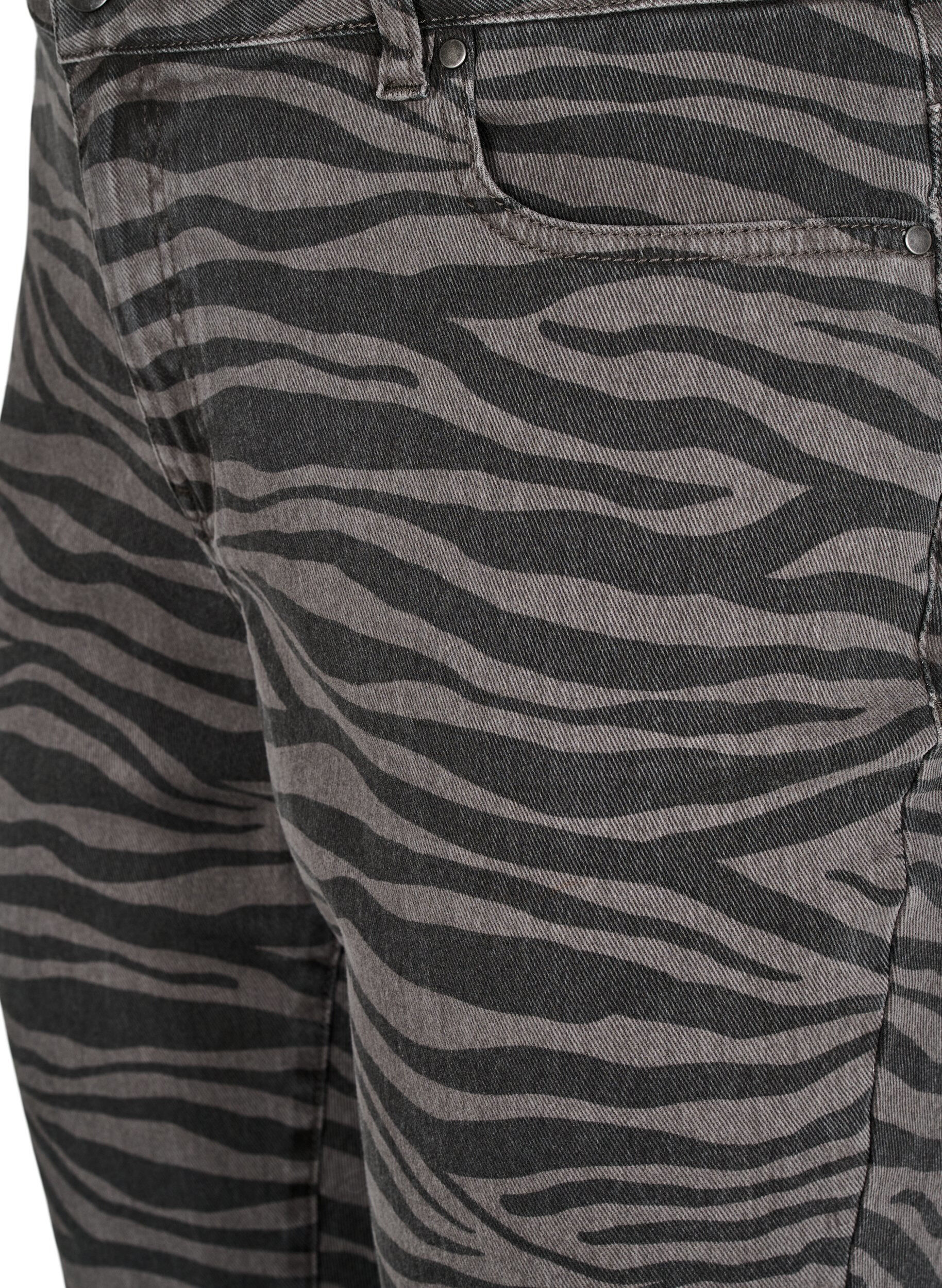 Zizzi Emily Jeans mit Zebraprint, Schwarz, Packshot image number 2