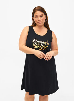 Ärmelloses Kleid aus Baumwolle mit A-Linie, Black W. Summer, Model image number 0