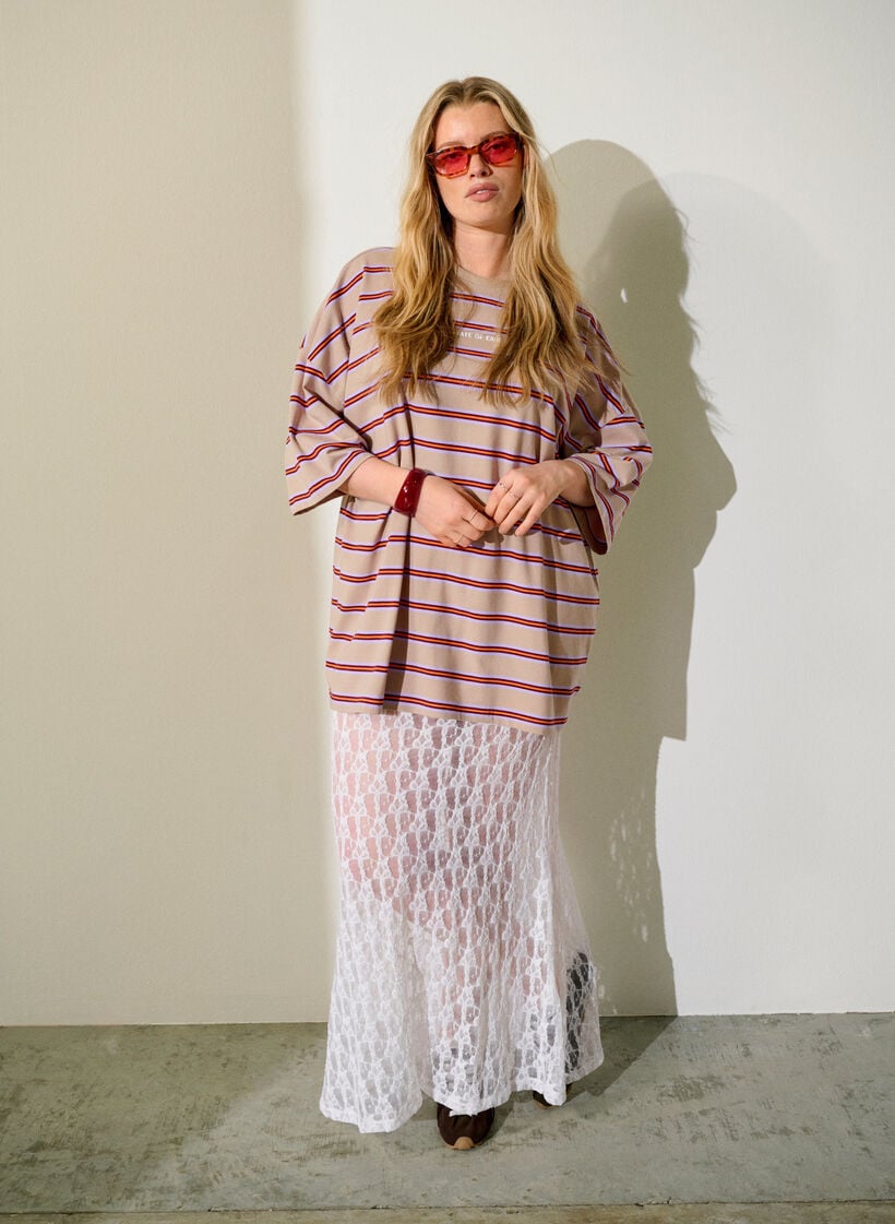 Langer Rock aus transparenter Spitze, Wei&szlig;, Image image number 0