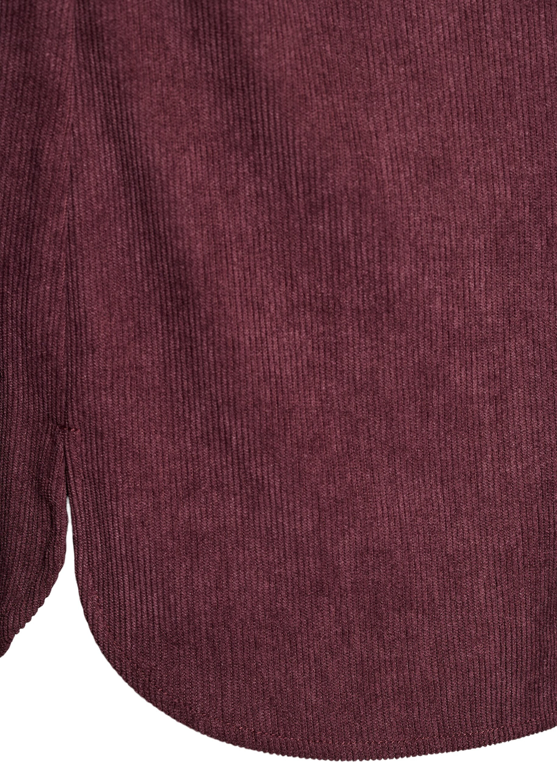 Zizzi Lang&auml;rmlige Bluse aus Cord, Dunkles Bordeaux, Packshot image number 3