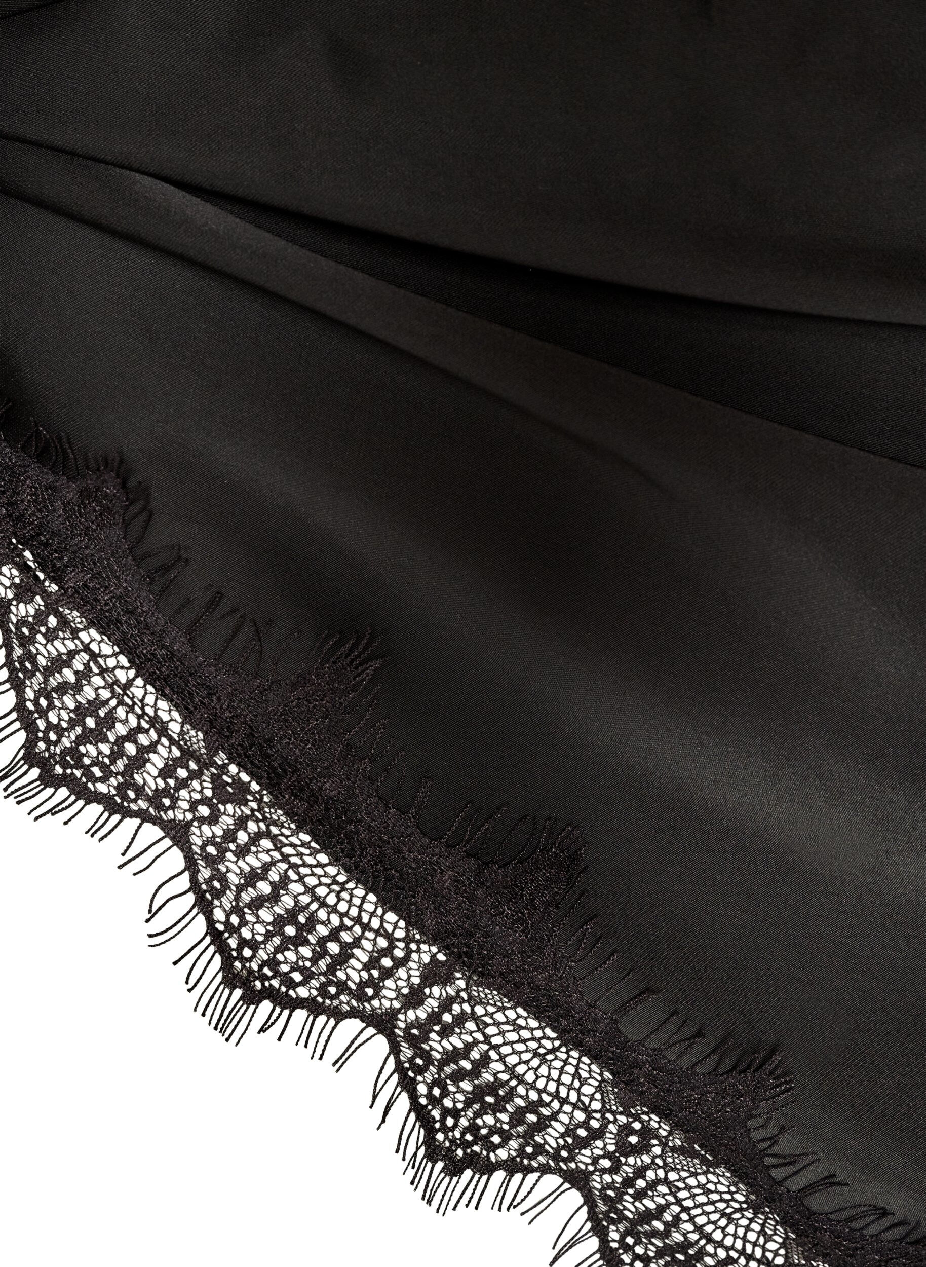 ZizziSchal aus Satin mit Spitzensaum, Schwarz, Packshot image number 2
