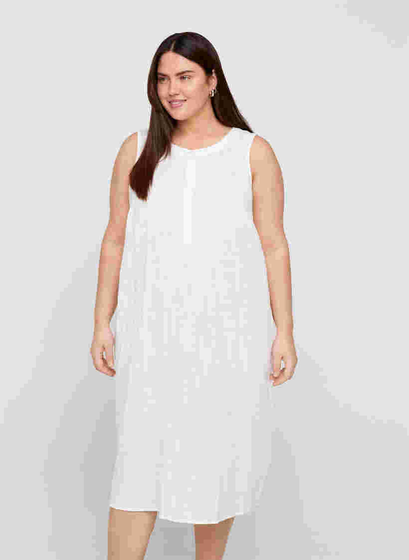 Ärmelloses Kleid aus Baumwolle, White, Model image number 0