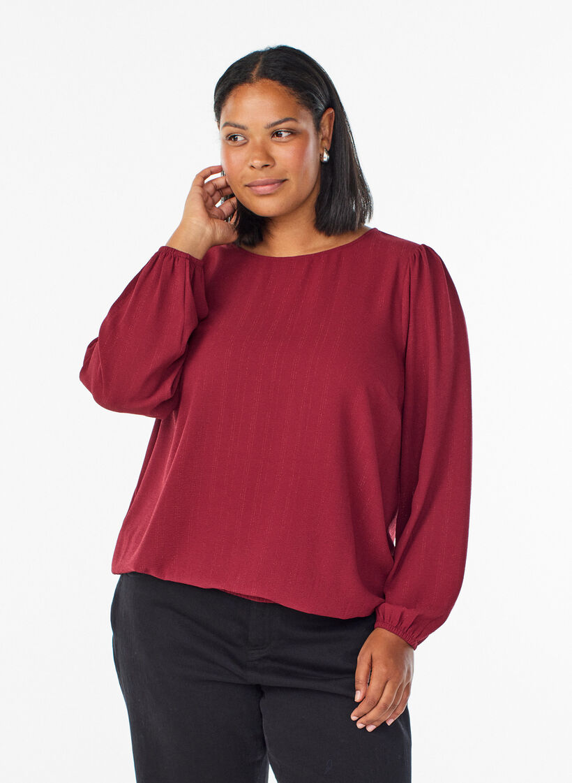Bluse mit Glitzer, Dunkles Bordeaux, Model image number 0
