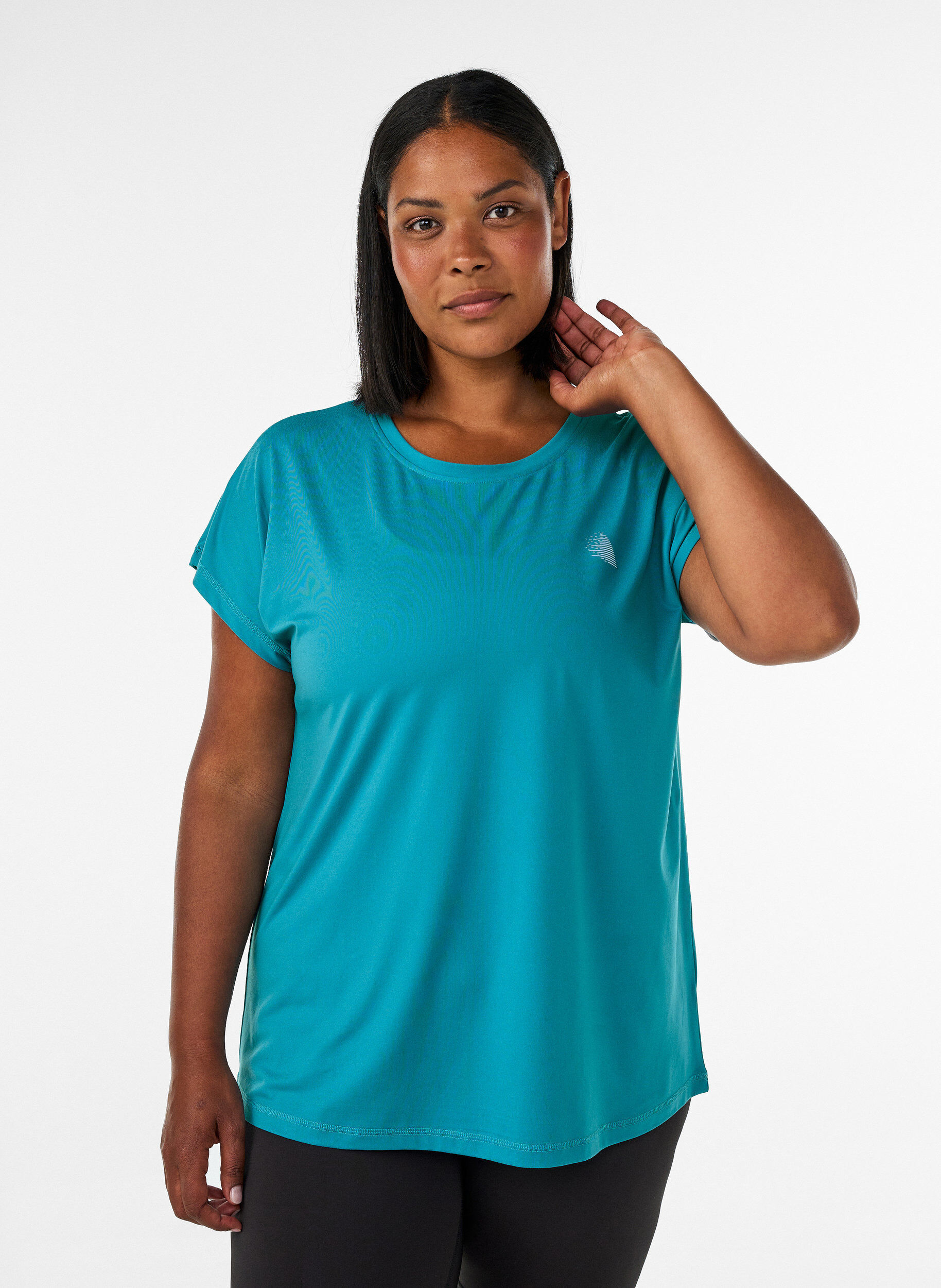 Einfarbiges Trainings-T-Shirt, Petrol, Model