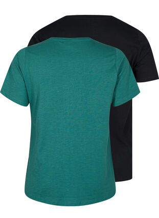 2er-Pack basic T-Shirts aus Baumwolle, Antique Green/Black, Packshot image number 1