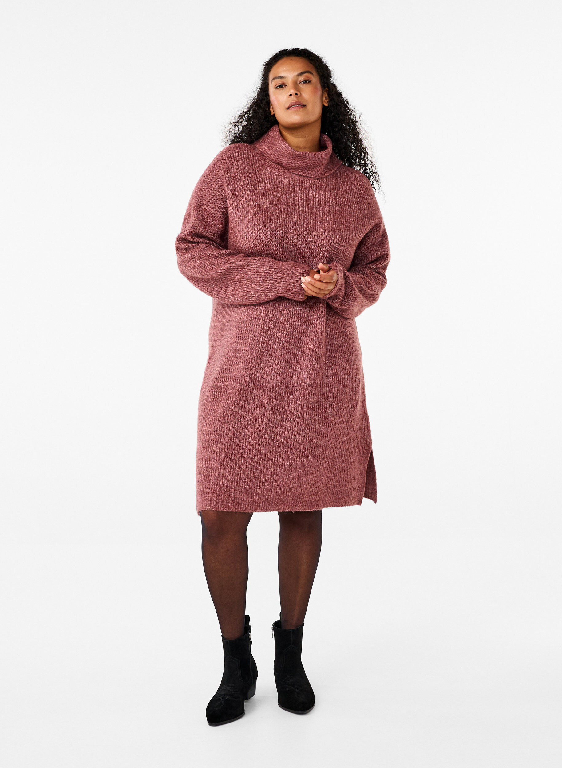 ZizziStrickkleid mit Rollkragen, Rot, Model image number 1
