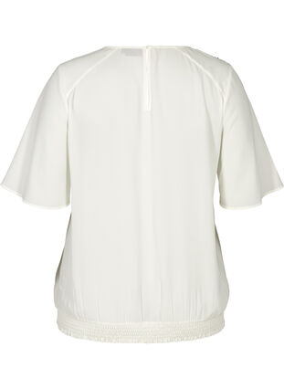 Bluse mit kurzen Ärmeln und Schulterdetails, Vanilla Ice, Packshot image number 1