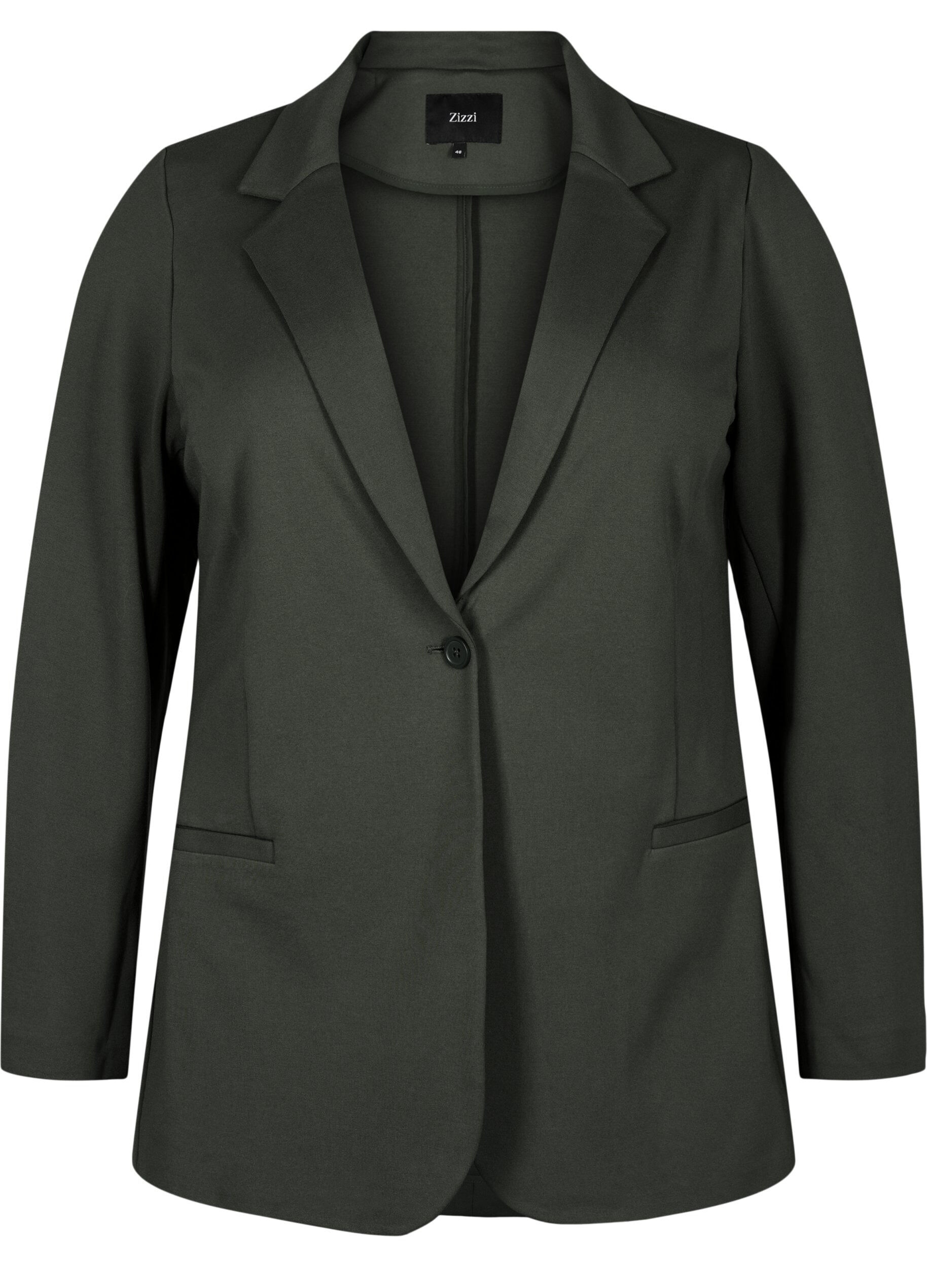 Zizzi Schlichter Blazer mit Knopfverschluss, Gr&uuml;n, Packshot image number 0