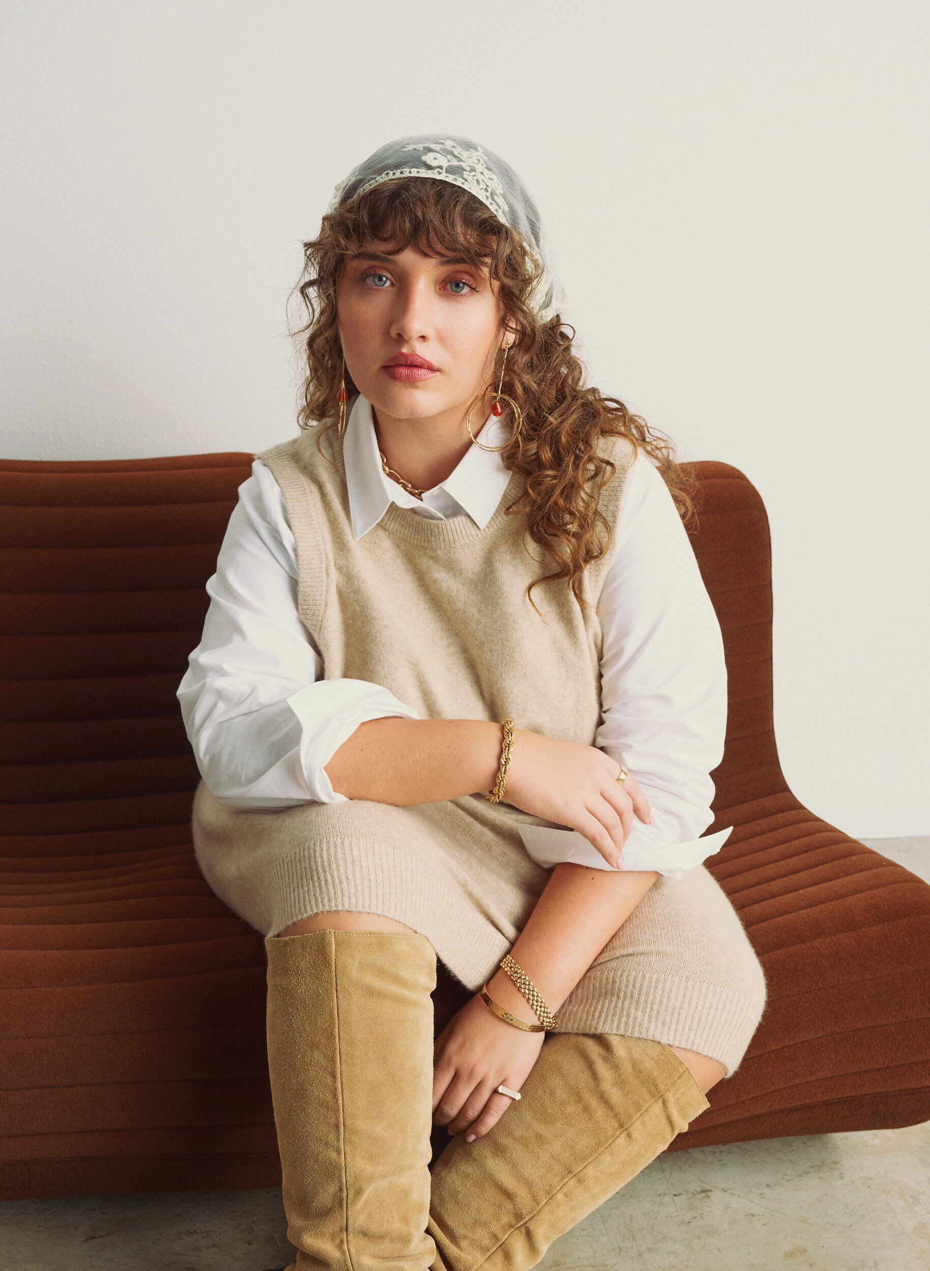 Zizzi Dreieckiges Spitzentuch, Beige, Image image number 0