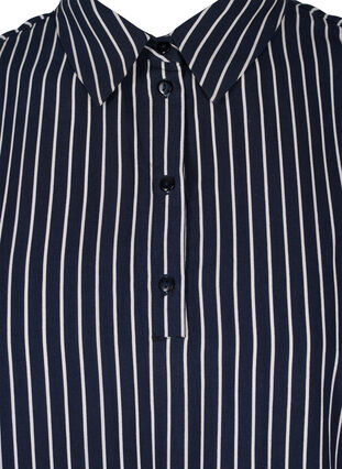 Ärmellose Tunika aus Viskose mit Kragen, Blue White Stripe, Packshot image number 2