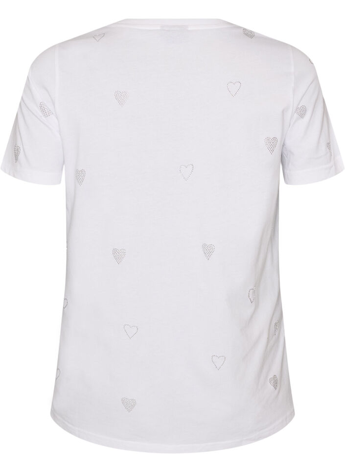 T-Shirt aus Bio-Baumwolle mit Herzen, Wei&szlig;, Packshot image number 1