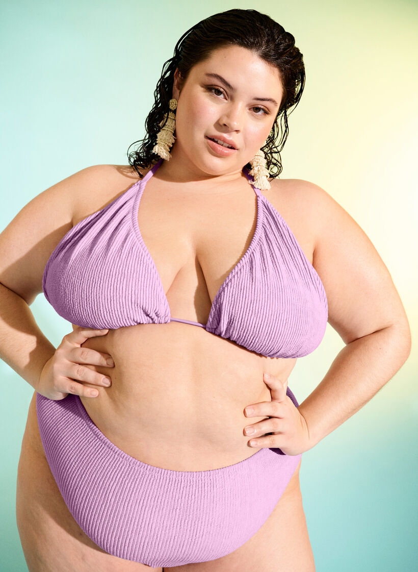 Triangel-Bikinioberteil mit Kreppstruktur, Lila, Image image number 0