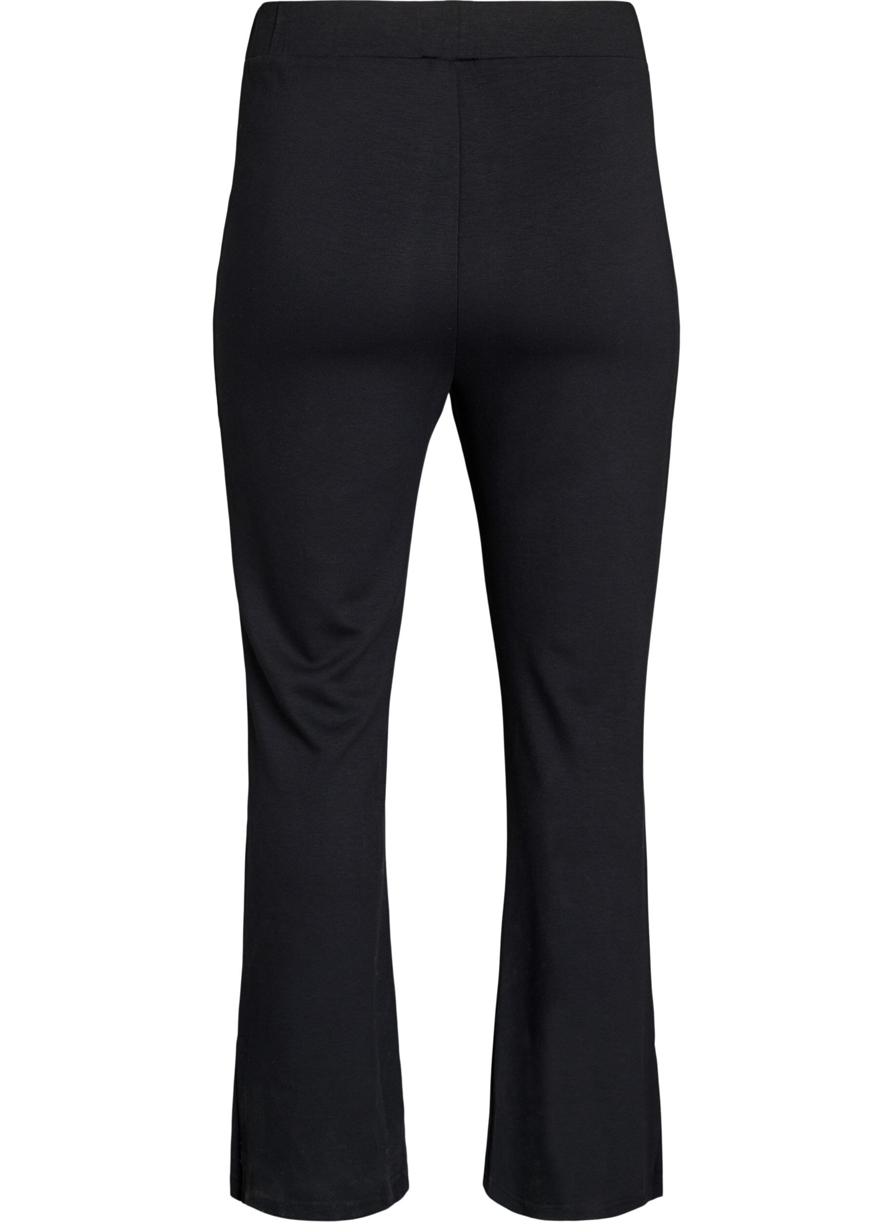 Zizzi Flare-Jerseyhose mit Schlitzen und hoher Taille, Schwarz, Packshot image number 1