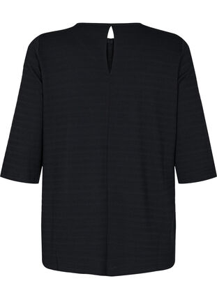 Bluse mit 3/4 Ärmeln und V-Ausschnitt, Black, Packshot image number 1