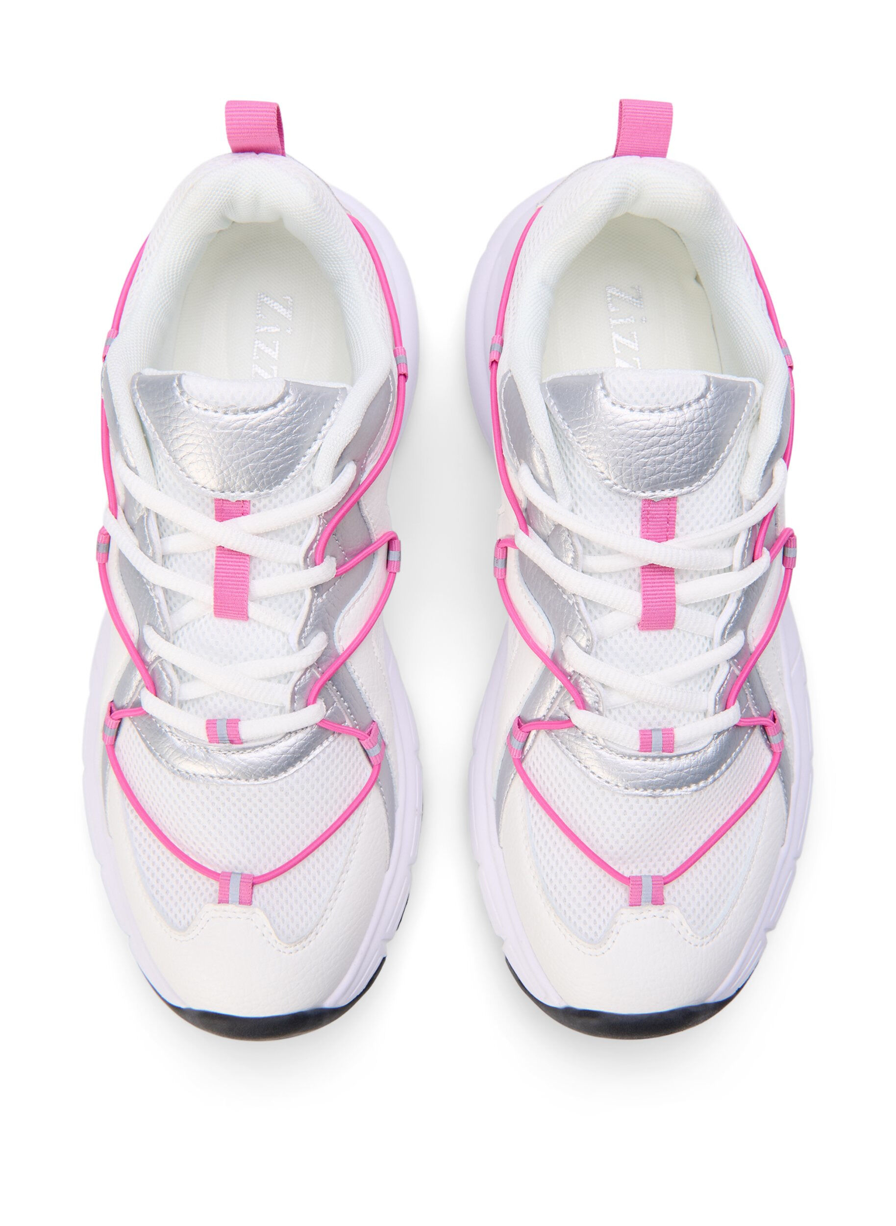 Zizzi Weite M Sneakers mit kontrastierender Schn&uuml;rung, White w. Pink, Packshot image number 2