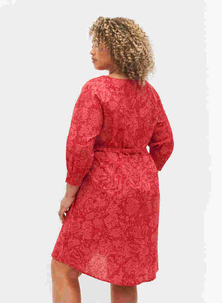 Bedrucktes Kleid mit Bindegürtel, Ribbon Red AOP, Model image number 1