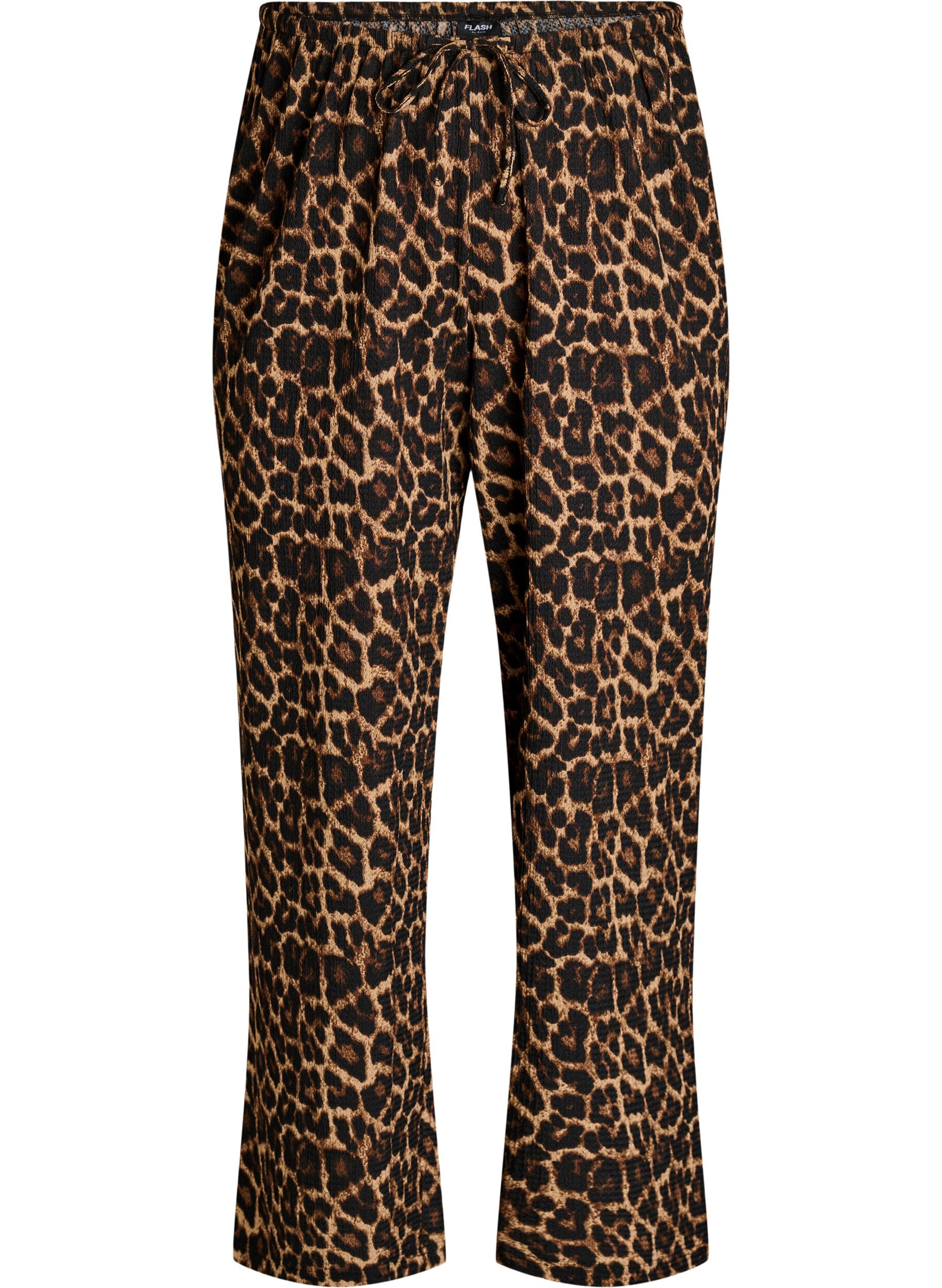 Zizzi Hose mit weitem Bein aus einem leichten strukturierten Stoff, Schwarz, Packshot image number 0