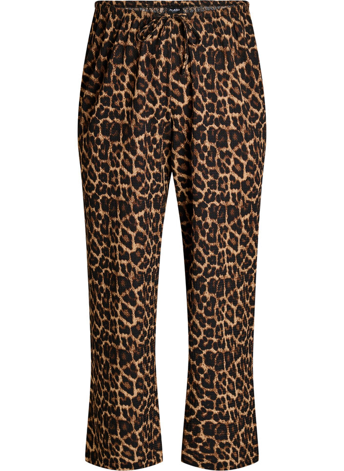 Hose mit weitem Bein aus einem leichten strukturierten Stoff, Schwarz, Packshot image number 0