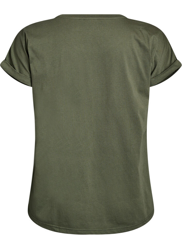 Kurz&auml;rmeliges T-Shirt aus einer Baumwollmischung, Gr&uuml;n, Packshot image number 1