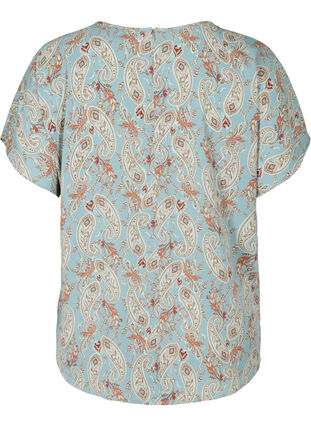 Blusenshirt mit kurzen Ärmeln, Light Blue Paisley , Packshot image number 1