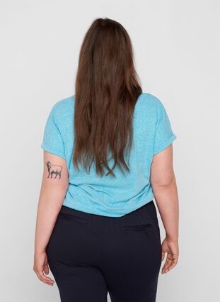 Meliertes T-Shirt aus Baumwolle, River Blue Melange, Model image number 1