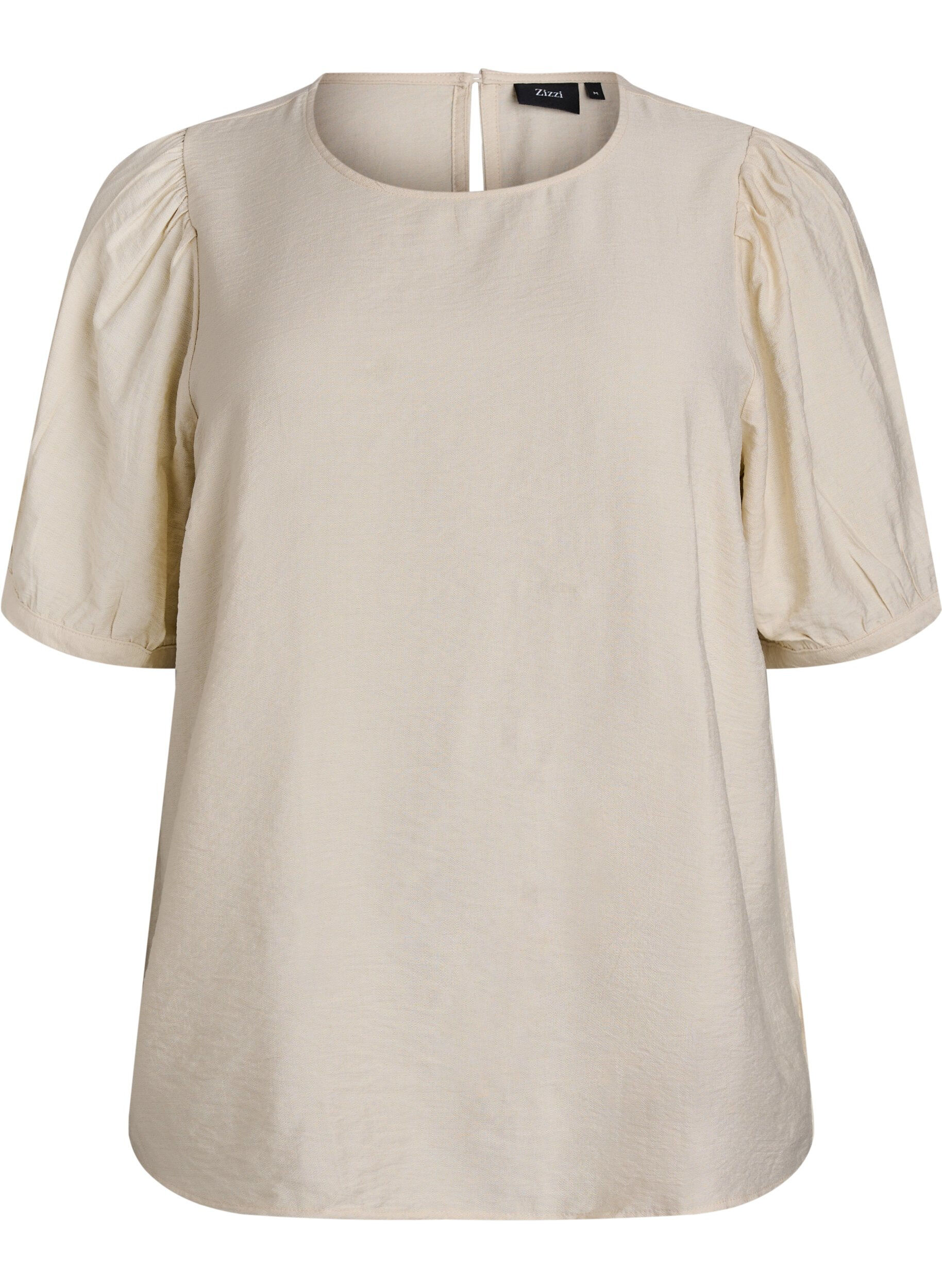 Zizzi Bluse aus Viskose mit halben &Auml;rmeln, Beige, Packshot image number 0