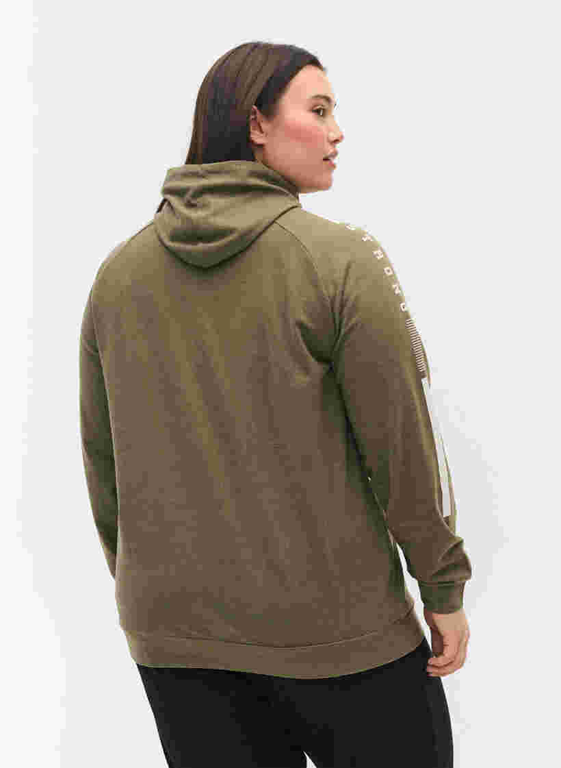 Sweatshirt mit Kapuze und Reißverschluss, Ivy Green Melange, Model image number 1