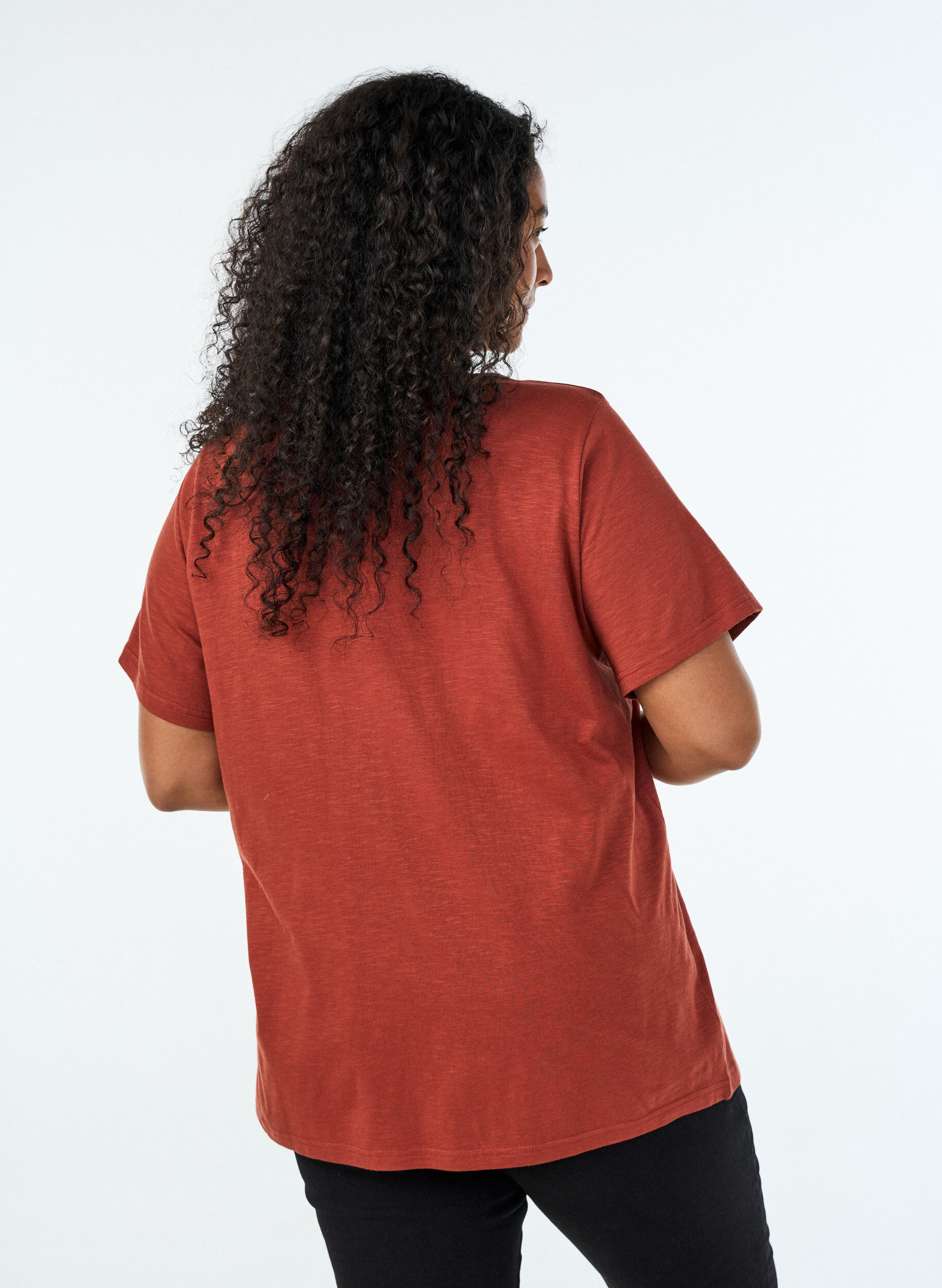 ZizziT-Shirt mit Knopfleiste, Braun, Model image number 2