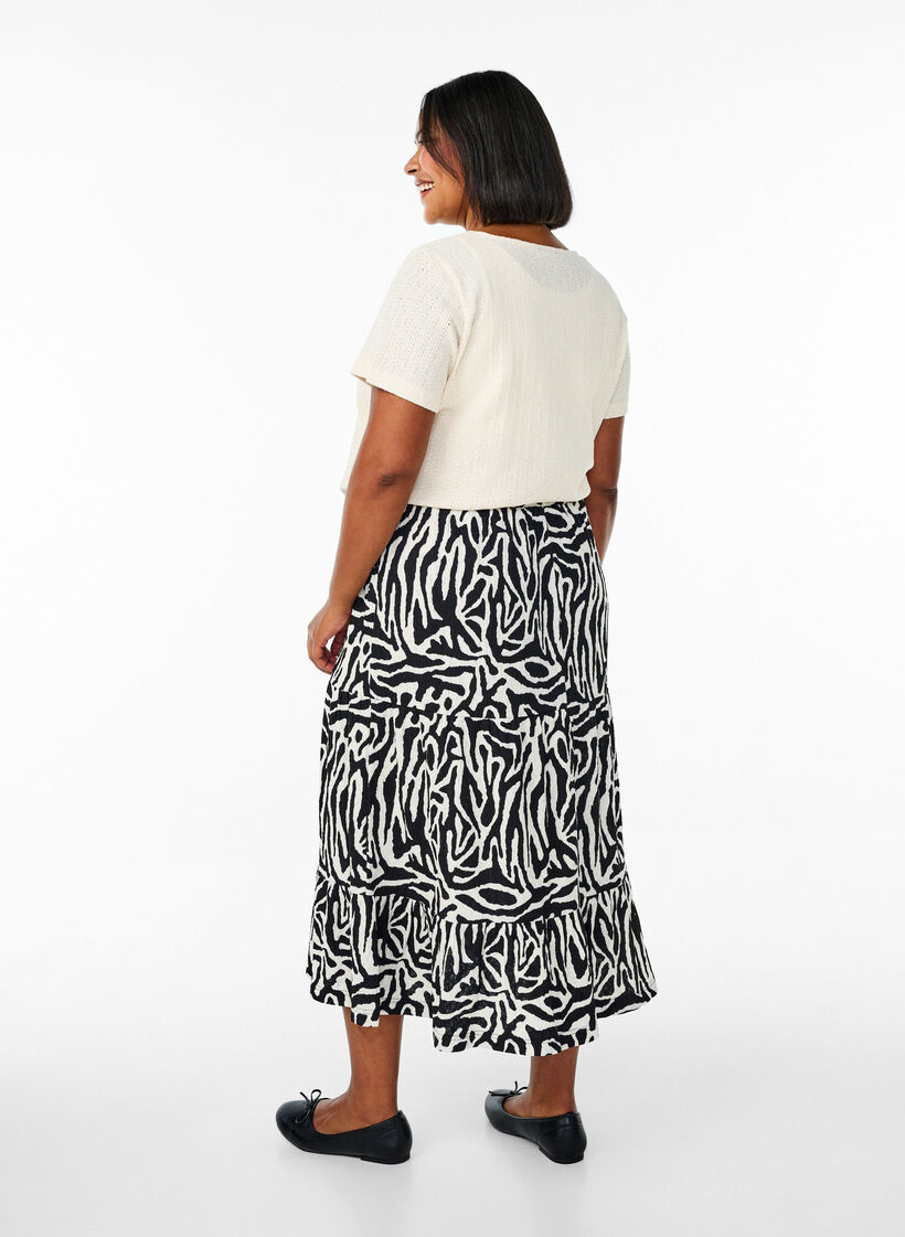 Langer Rock mit Zebraprint, Black w. White Zebra, Model image number 1