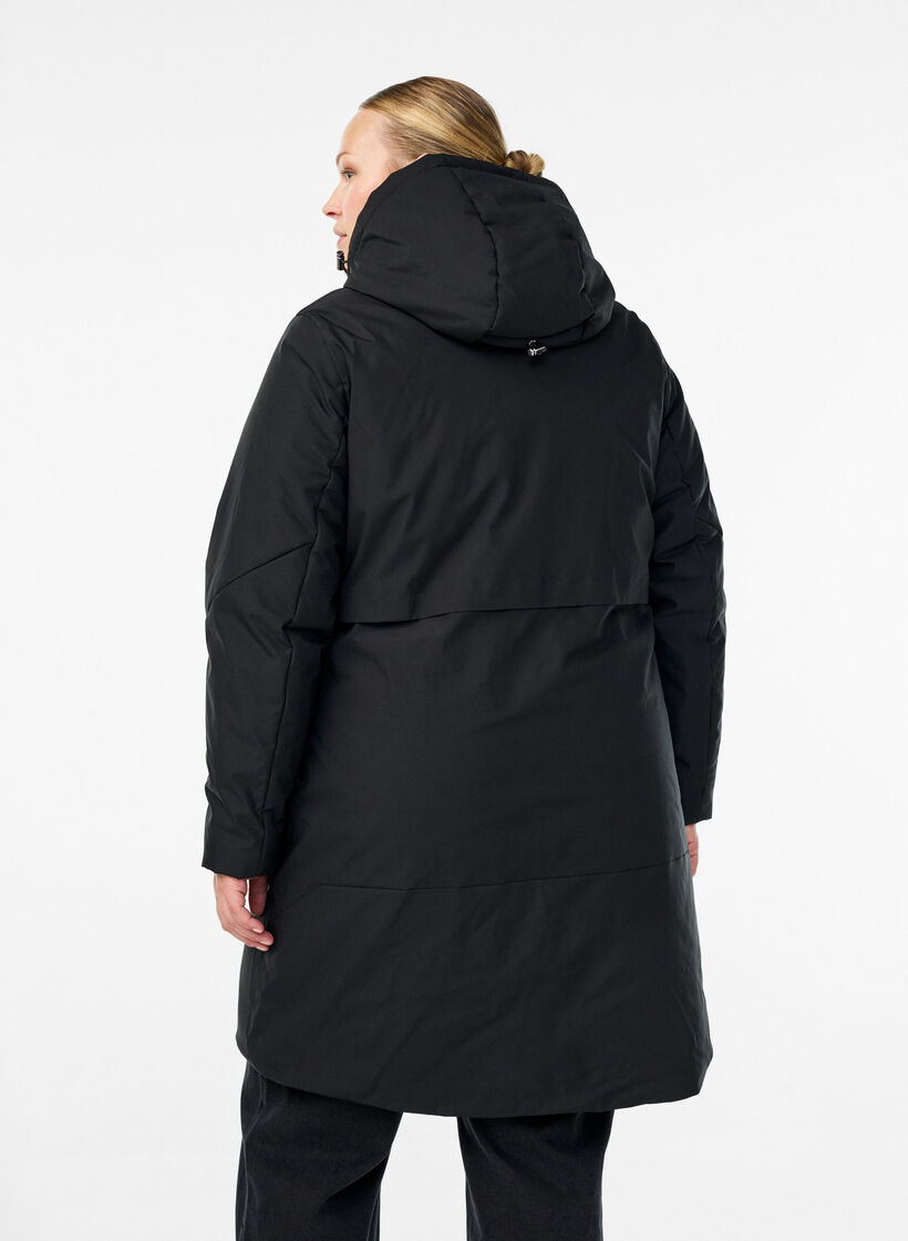 Winterjacke mit verstellbarer Taille, Schwarz, Model image number 2