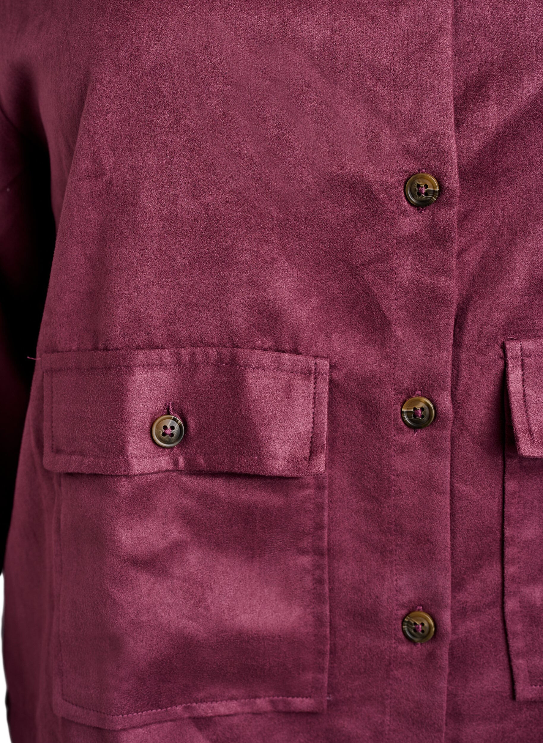 Zizzi Kurze Jacke aus Wildlederimitat mit Taschen, Rot, Packshot image number 3