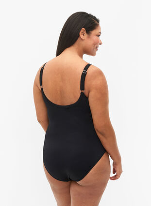 Badeanzug mit Drapierungen, Black, Model image number 1