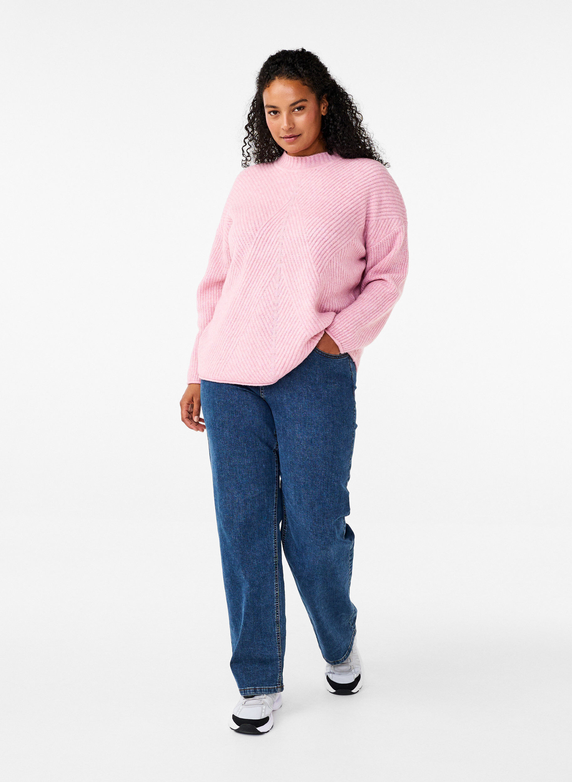 Zizzi Pullover mit Streifenmuster und langen &Auml;rmeln, Corsage Mel., Model image number 2