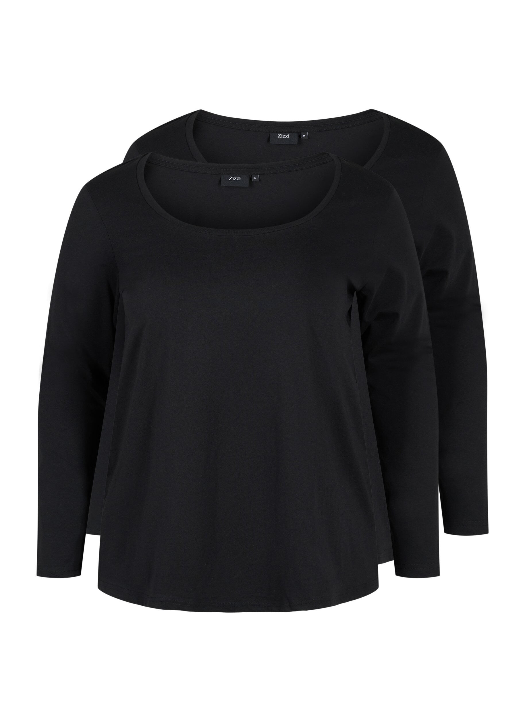 Zizzi 2er-Pack Basic-Bluse aus Baumwolle, Black/Black, Packshot image number 0
