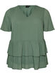 Bluse mit V-Ausschnitt und R&uuml;schen, Gr&uuml;n, Packshot image number 0