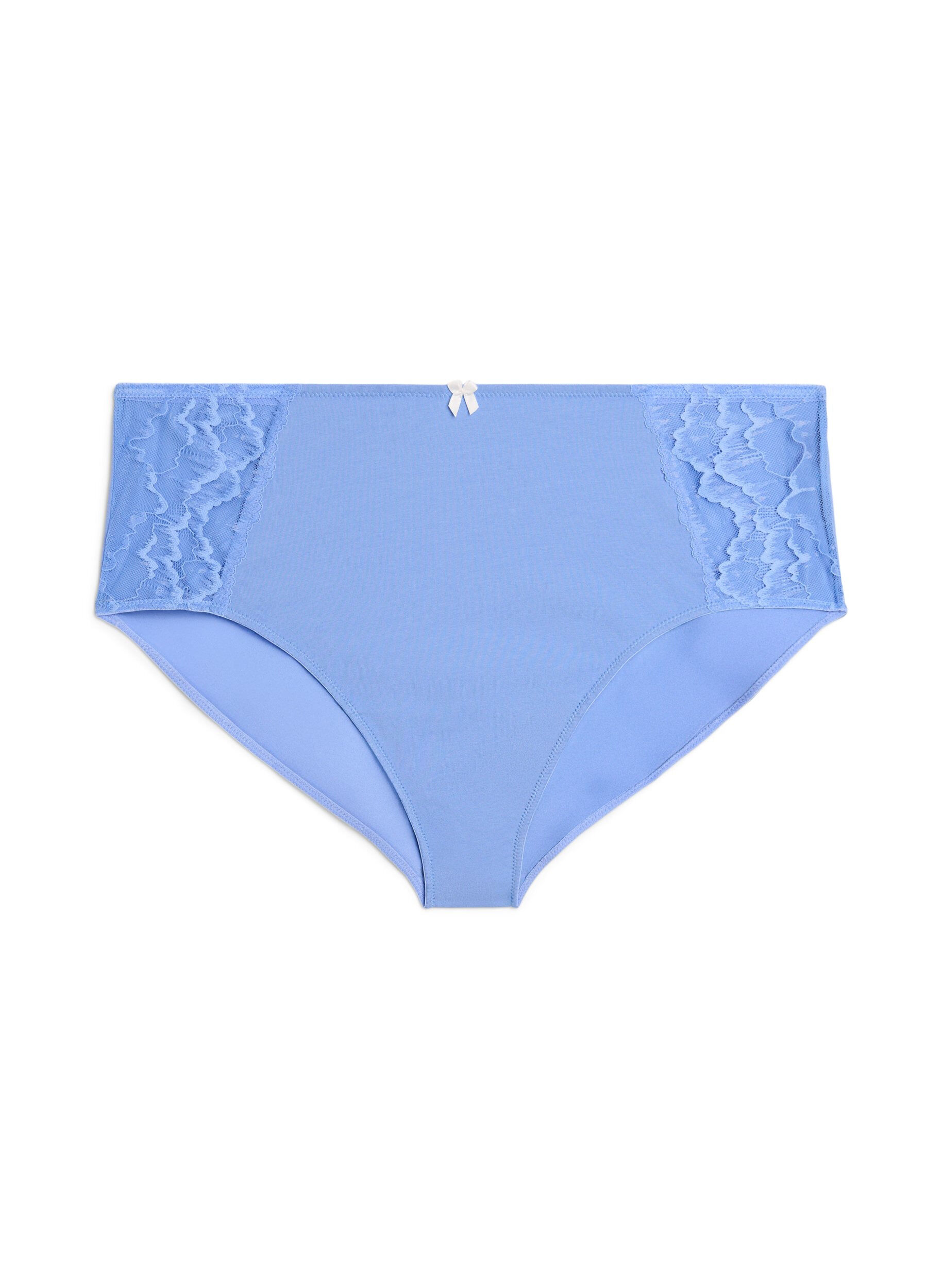 Zizzi Slip aus Baumwolle mit Spitzeneins&auml;tzen, Blau, Packshot image number 0