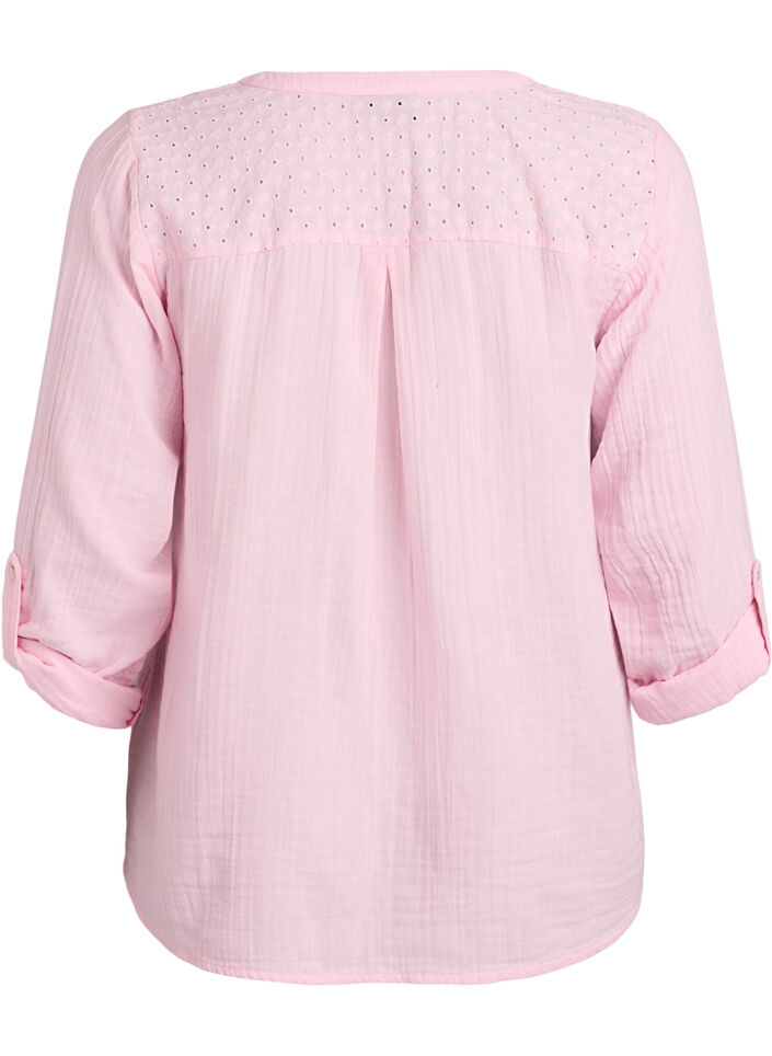 Bluse aus Baumwollmusselin mit Lochstickerei, Rot, Packshot image number 1