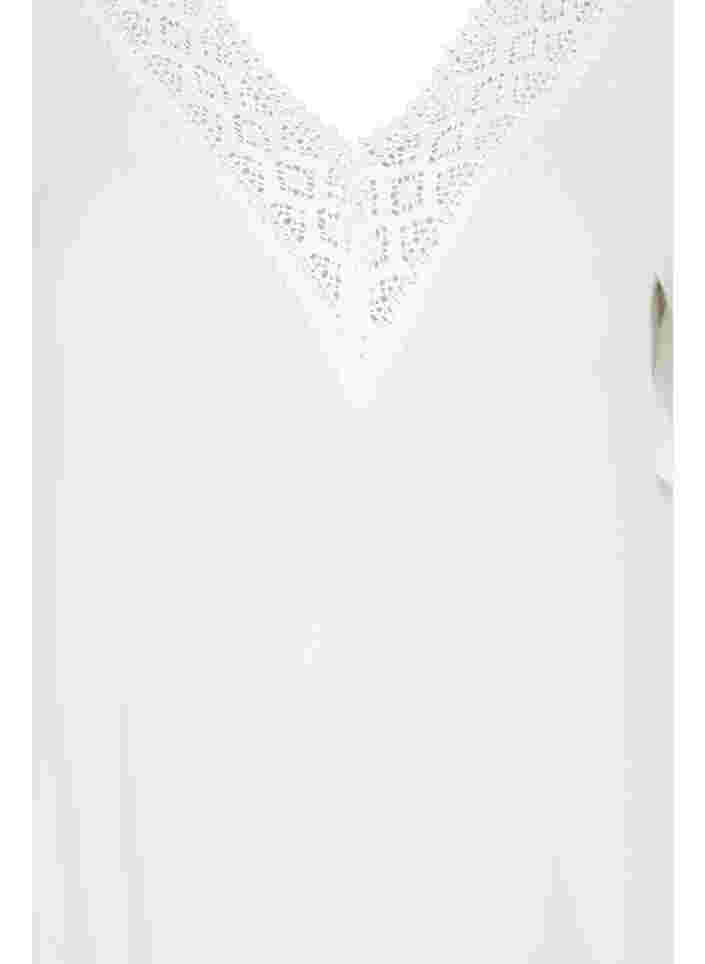 Kurzarm Viskosetunika mit Spitzendetails, Off White, Packshot image number 2