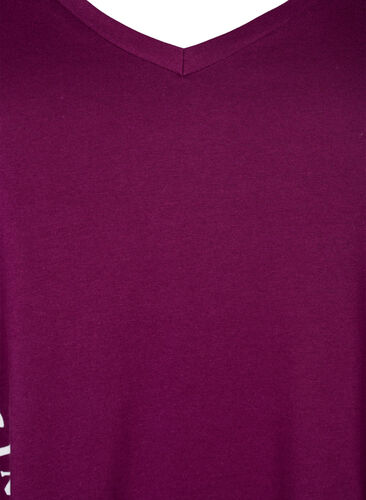 Organische Baumwoll-Nachthemd mit V-Ausschnitt , Dark Purple W. Be, Packshot image number 2