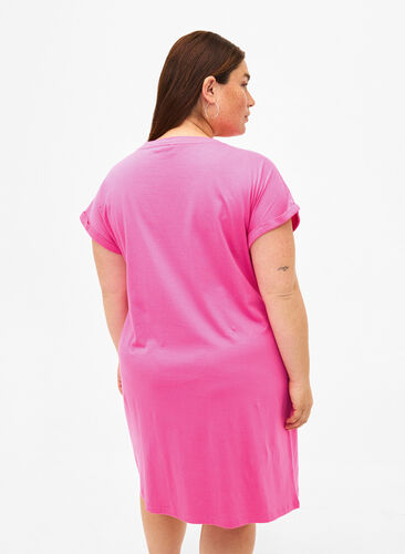 2-pack Baumwollkleid mit kurzen Ärmeln, Shocking Pink/Black, Model image number 1