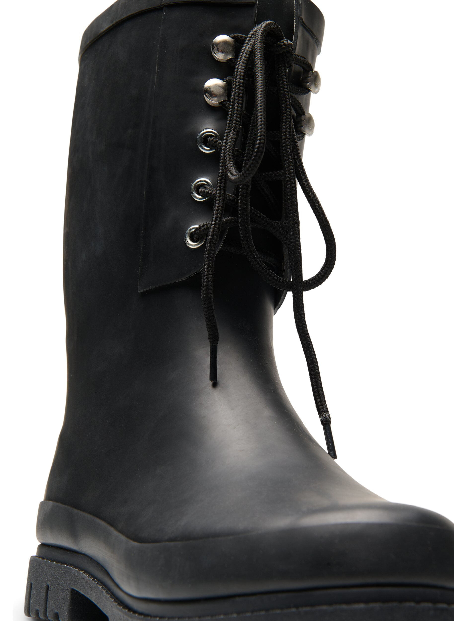 Zizzi Gummistiefel mit breiter Passform sowie Schn&uuml;rsenkel, Black, Packshot image number 1