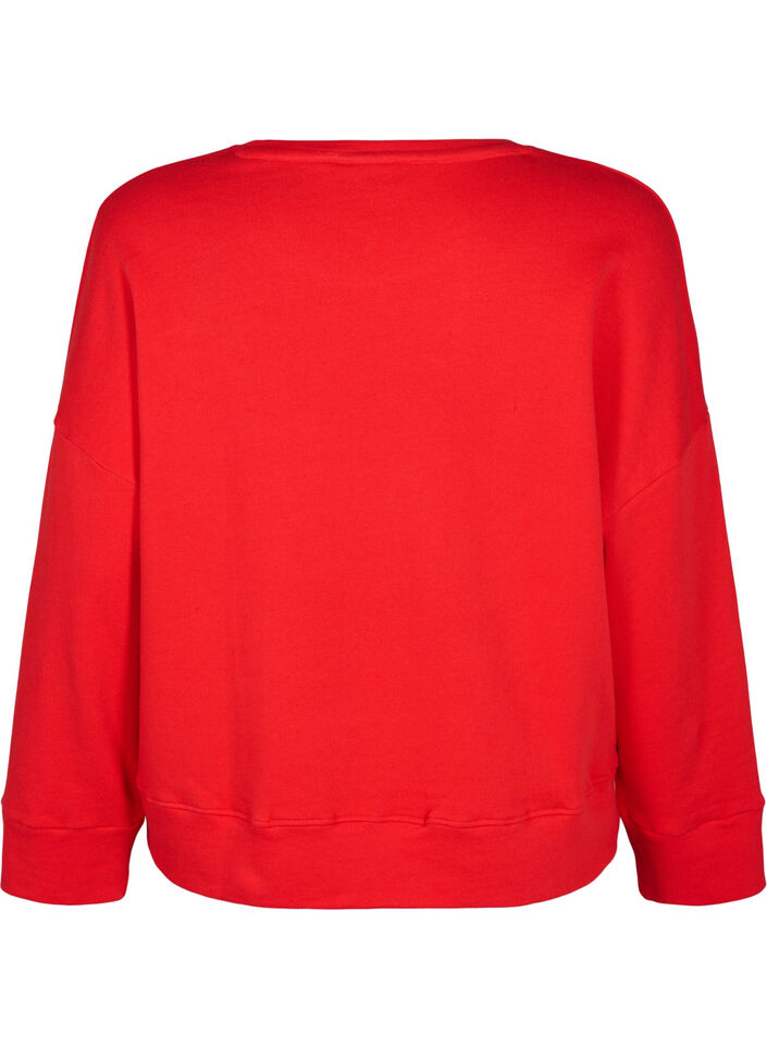 Sweatshirt mit geprägtem Textdesign, Rot, Packshot image number 1