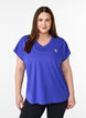 Kurzarm Trainingsshirt mit V-Ausschnitt, Lila, Model image number 0