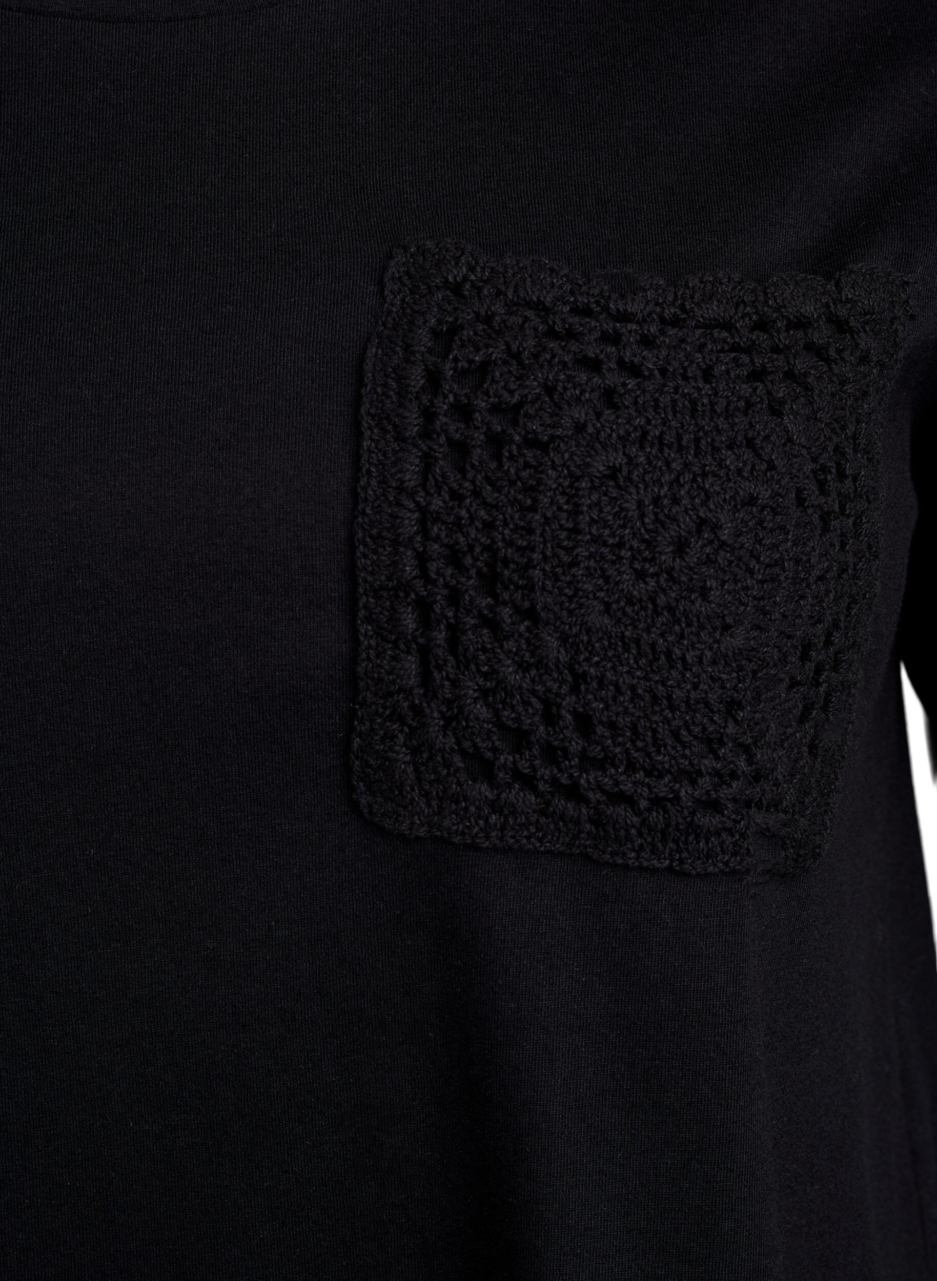 Zizzi T-Shirt aus Bio-Baumwolle mit Brusttasche, Schwarz, Packshot image number 2