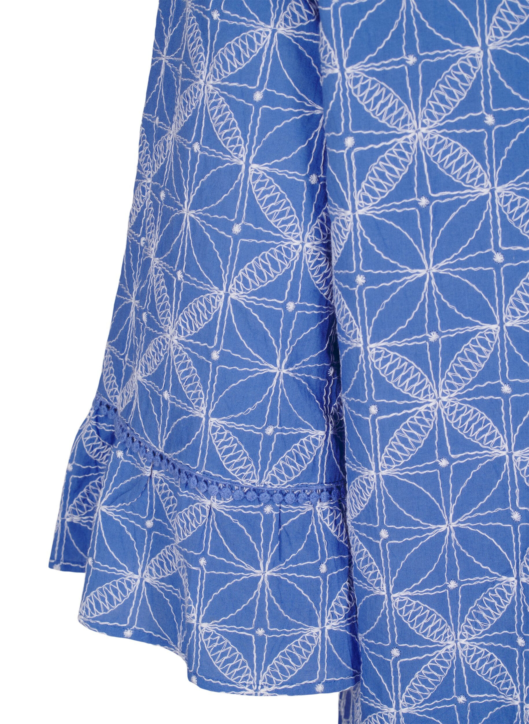 Zizzi Tunika mit Stickerei und Bindedetail, Blau, Packshot image number 3