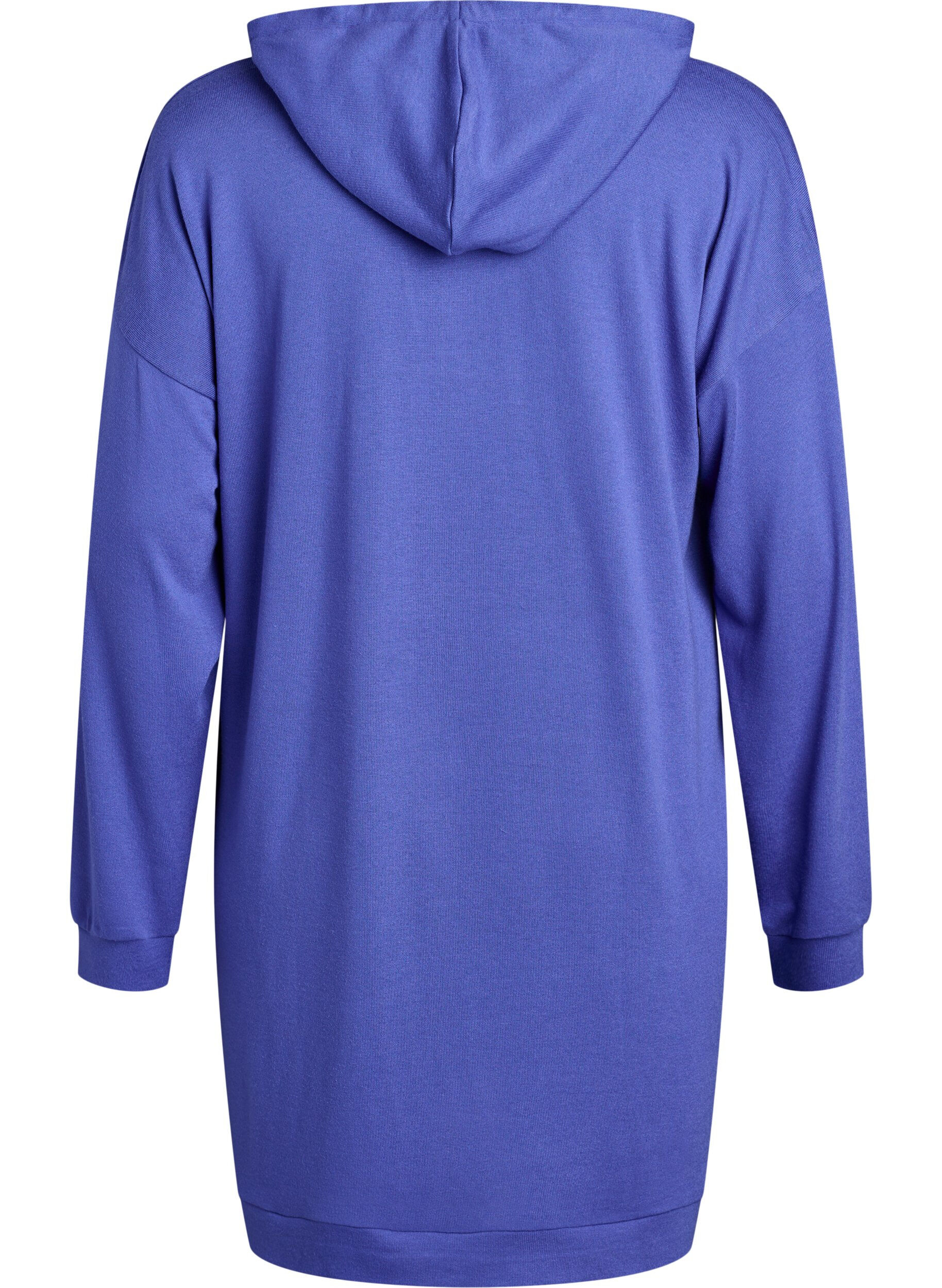 Zizzi Kurzes Hoodie-Kleid mit K&auml;ngurutasche, Blau, Packshot image number 1