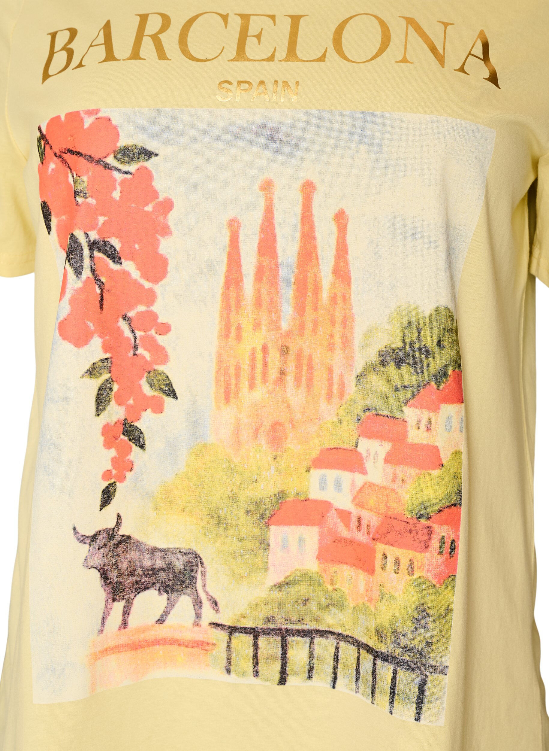 ZizziT-shirt aus Baumwolle mit Print, Gelb, Packshot image number 2
